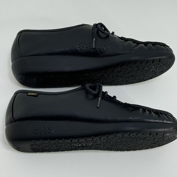 Vintage SAS Siesta Women Leather Comfort Shoes Navy Mock Toe Lace Up Sz 7.5 - Picture 9 of 11